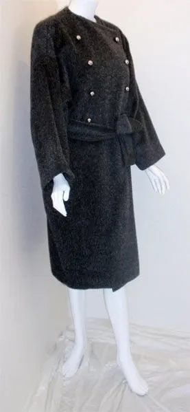 PATRICK KELLY 1980s Charcoal Wool and Mohair Ladies Coat