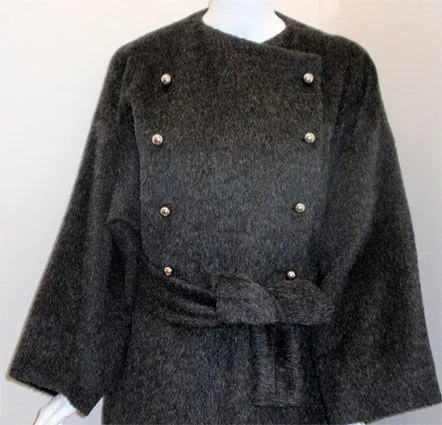 PATRICK KELLY 1980s Charcoal Wool and Mohair Ladies Coat