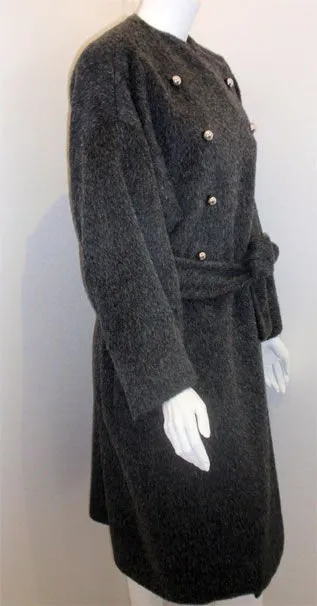 PATRICK KELLY 1980s Charcoal Wool and Mohair Ladies Coat