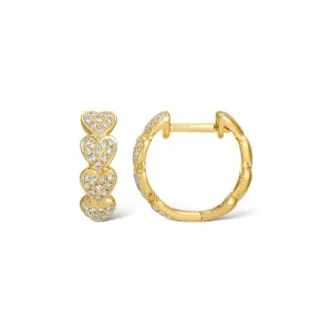 Pavé Trio Diamond Heart Huggies