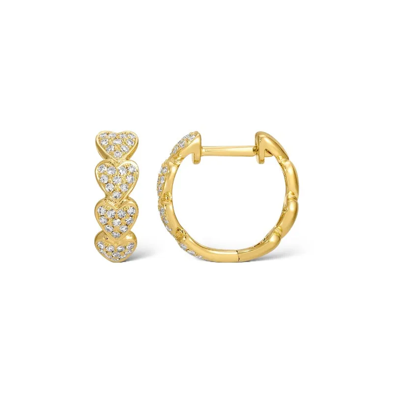 Pavé Trio Diamond Heart Huggies