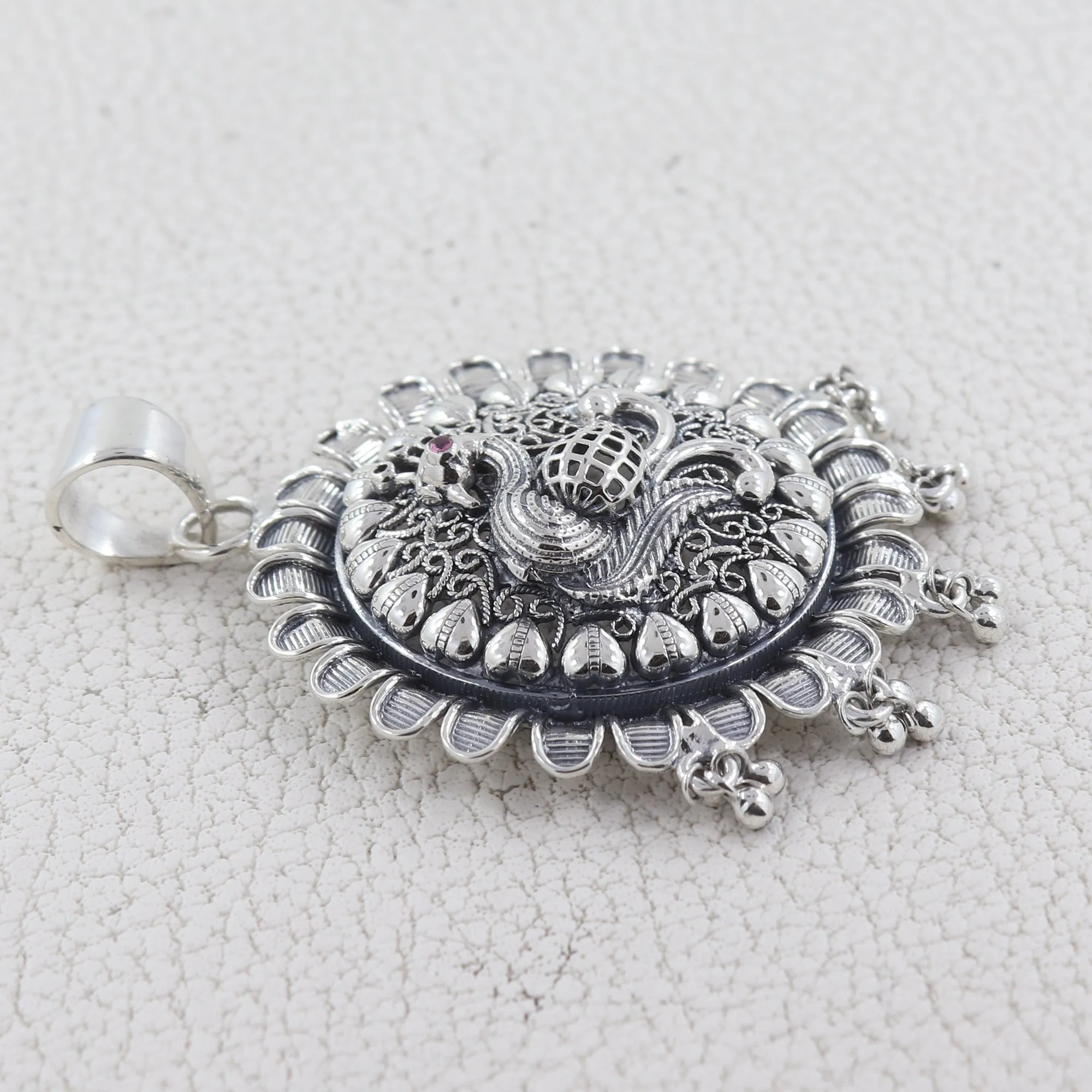 Peacock Designer Silver Pendant