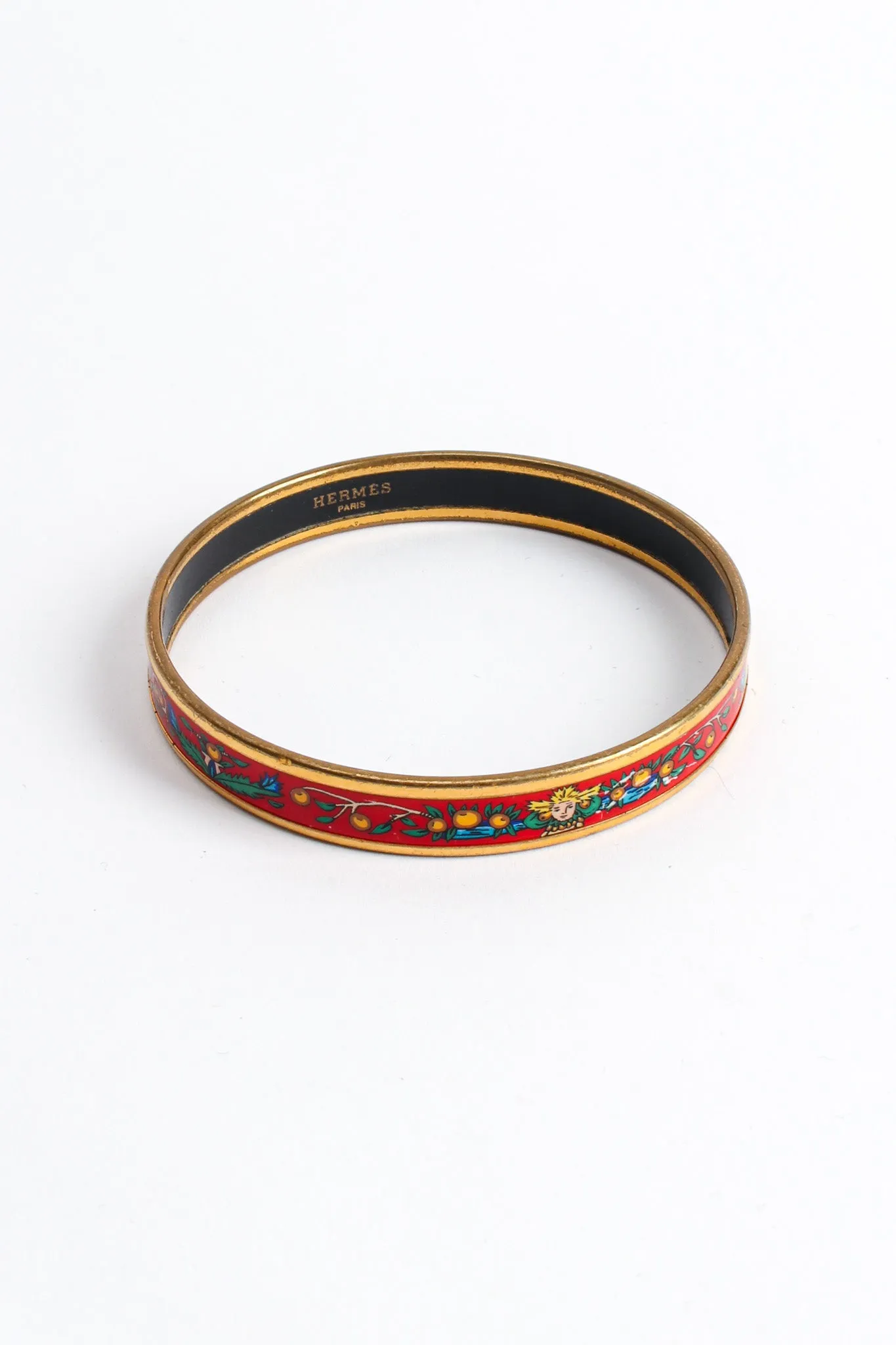 Peacock Fern Narrow Enamel Bracelet
