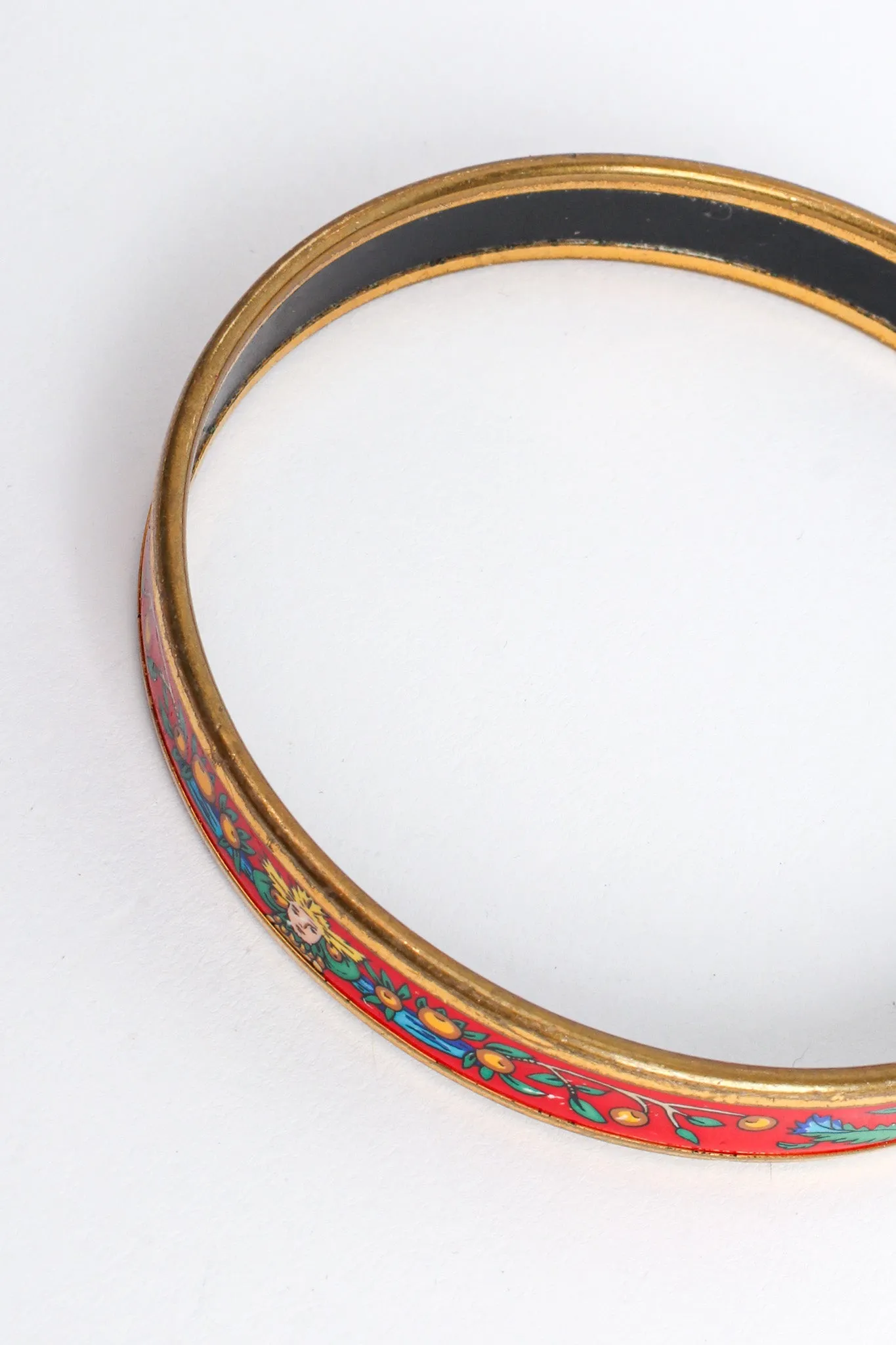 Peacock Fern Narrow Enamel Bracelet