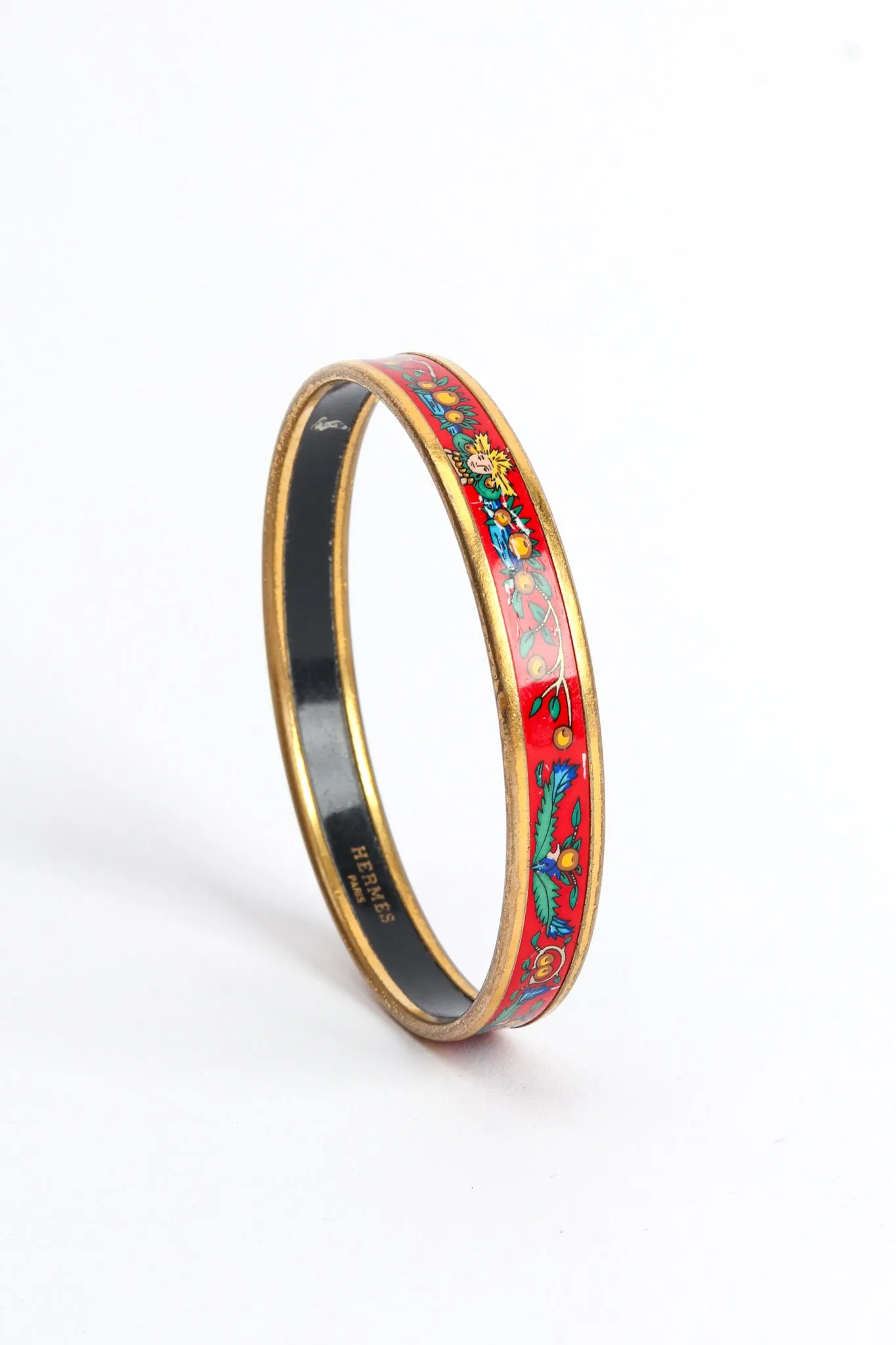 Peacock Fern Narrow Enamel Bracelet