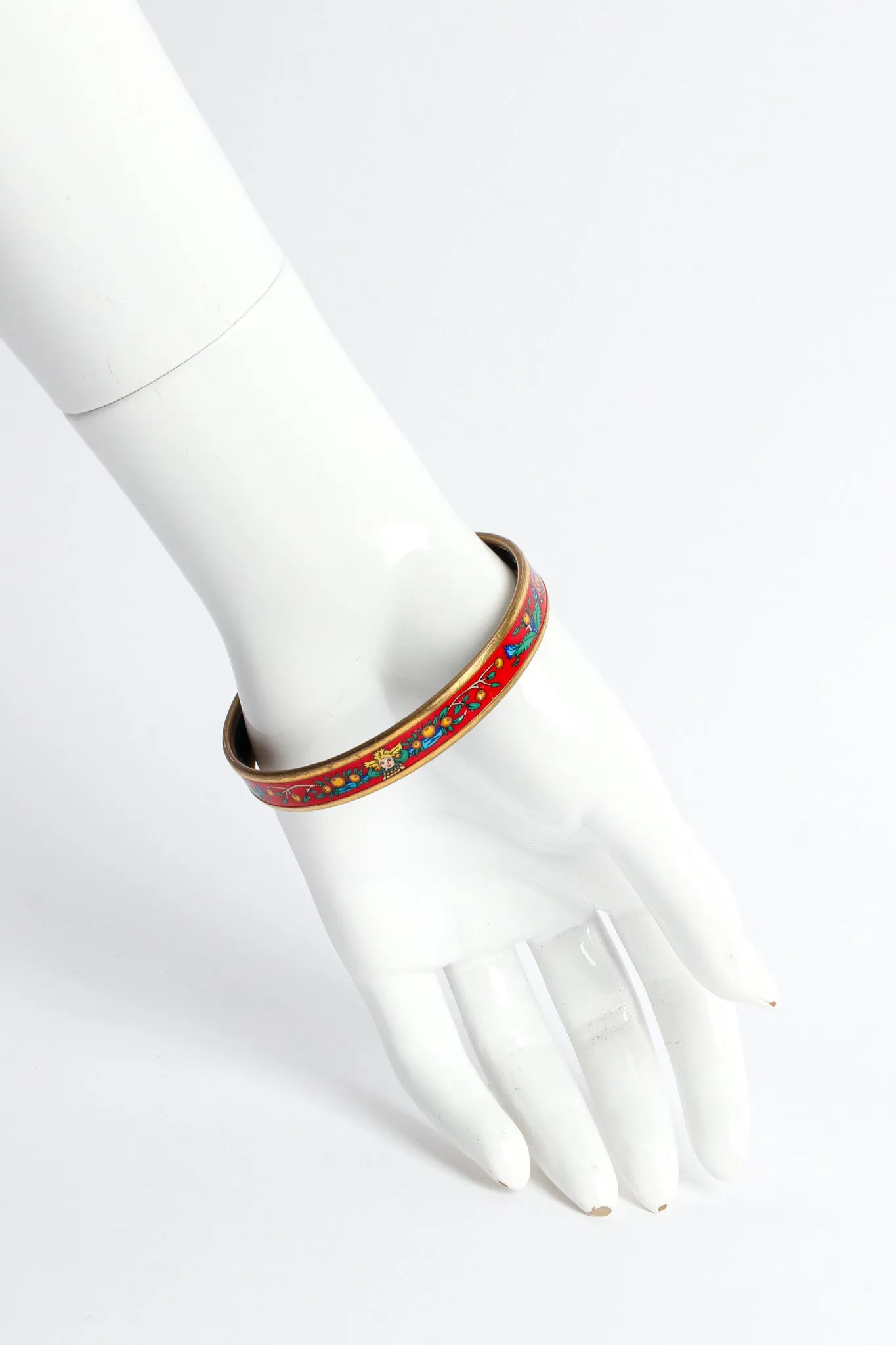 Peacock Fern Narrow Enamel Bracelet