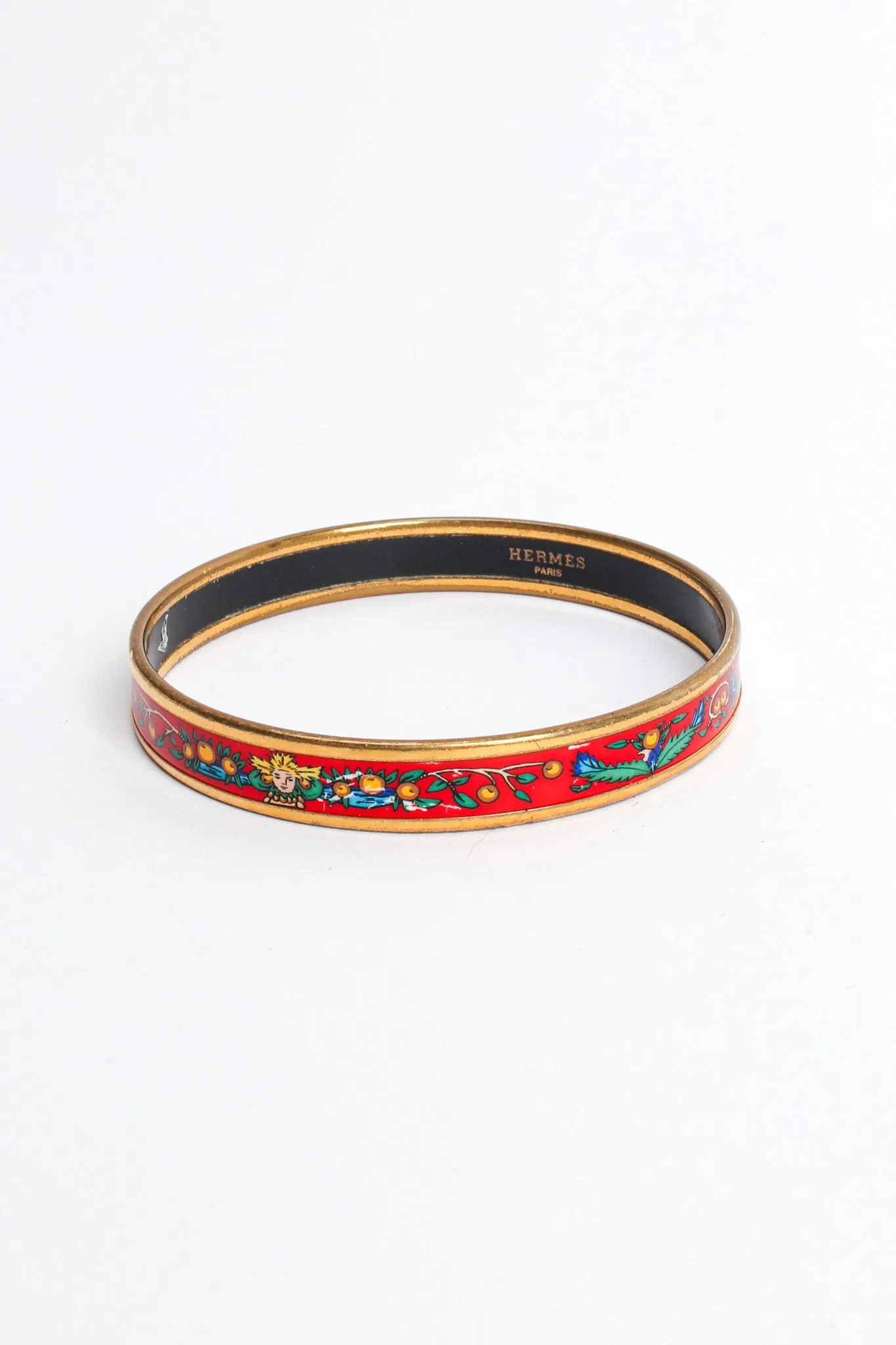 Peacock Fern Narrow Enamel Bracelet