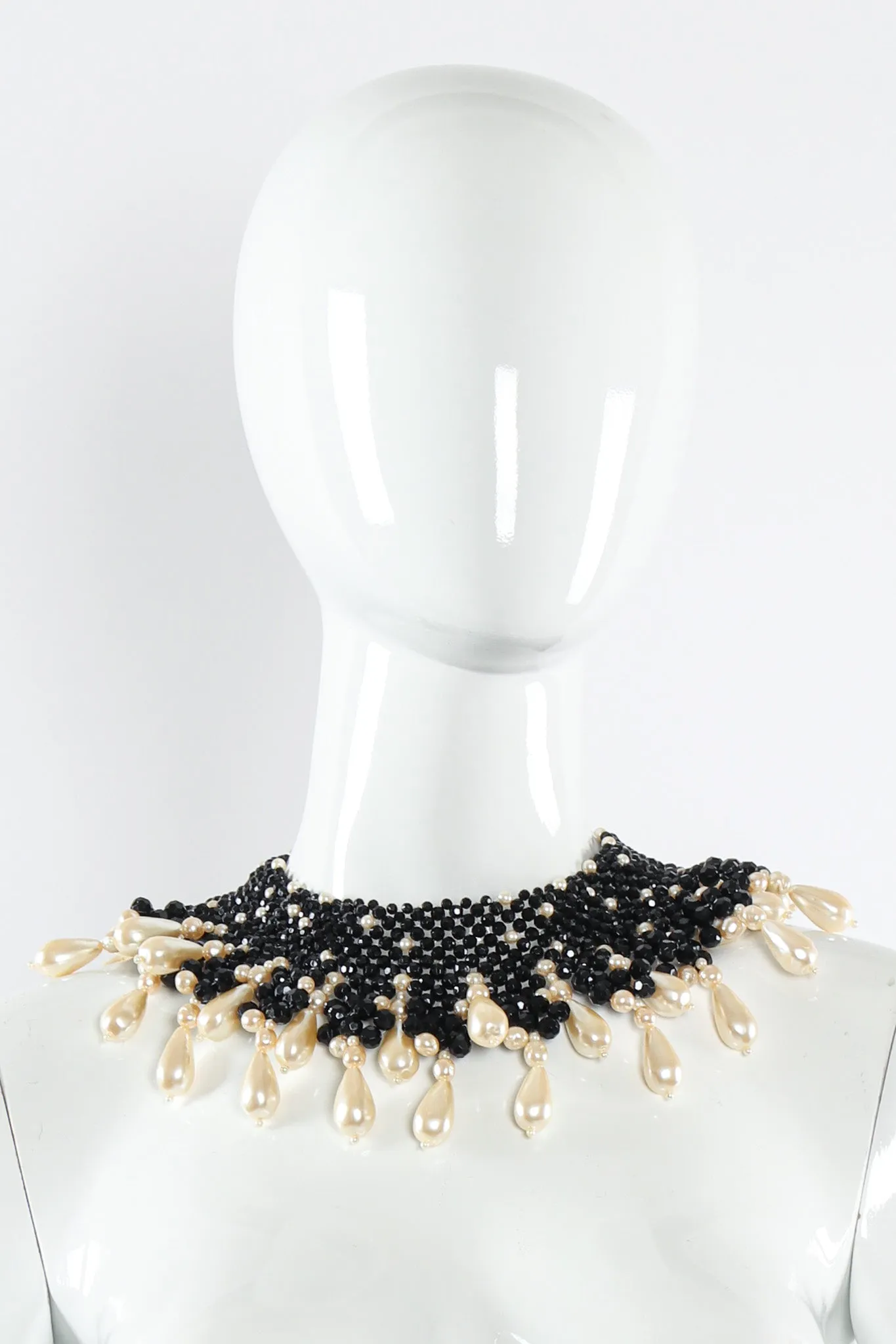 Pearl Beaded Teardrop Bib Necklace