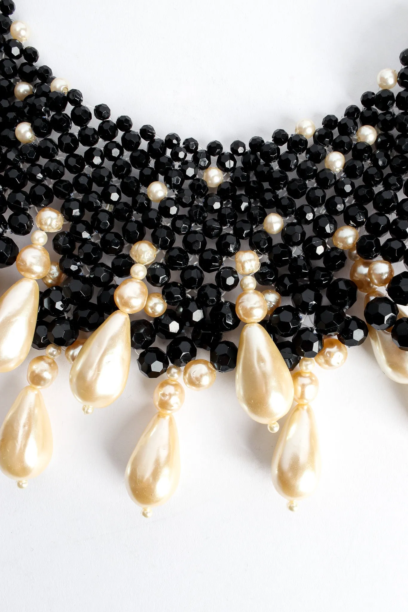 Pearl Beaded Teardrop Bib Necklace