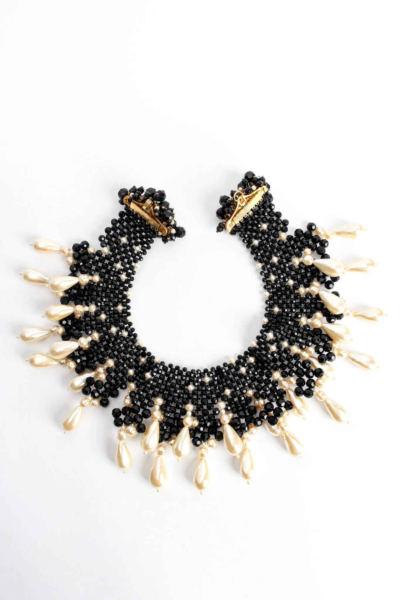 Pearl Beaded Teardrop Bib Necklace