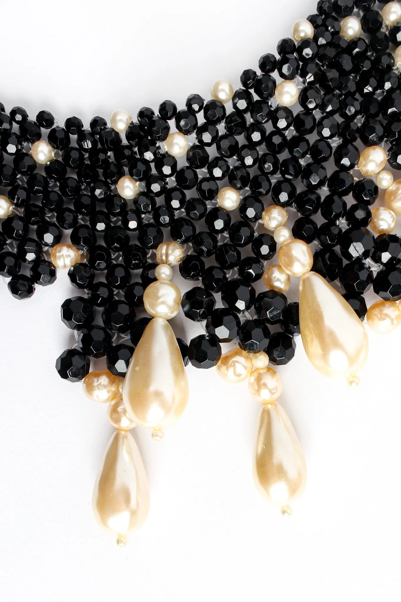 Pearl Beaded Teardrop Bib Necklace