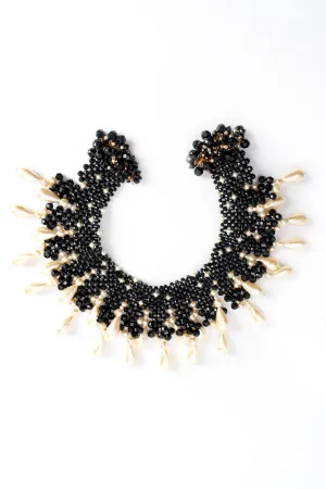 Pearl Beaded Teardrop Bib Necklace