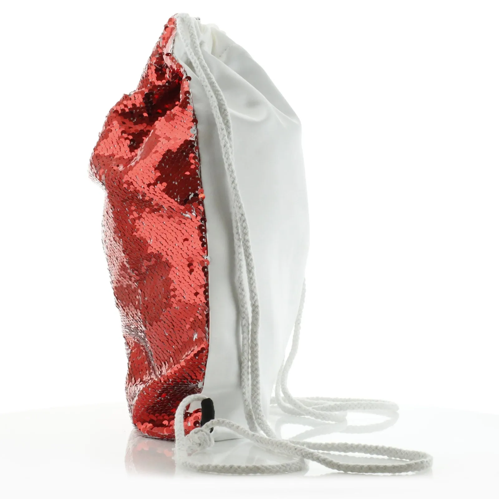 Personalised Sequin Drawstring Backpack with Alpaca Unicorn with Rainbow Hair Hearts Stars and Cute Text
