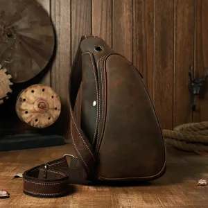 Personalized Casual Horn Breast Bag Men's Cowhide