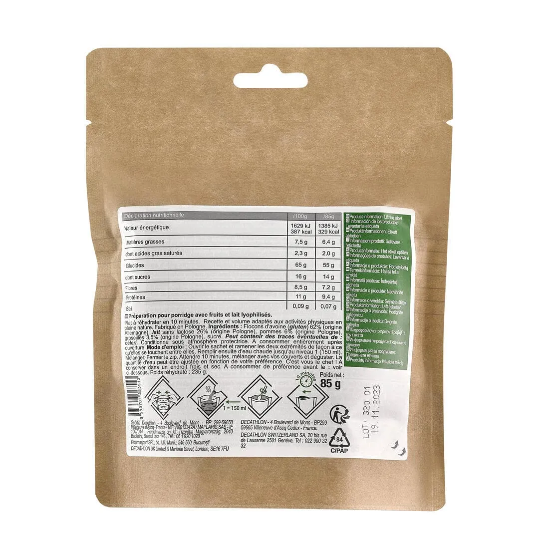 Petit déjeuner - Porridge Pommes Groseilles  - 85 g