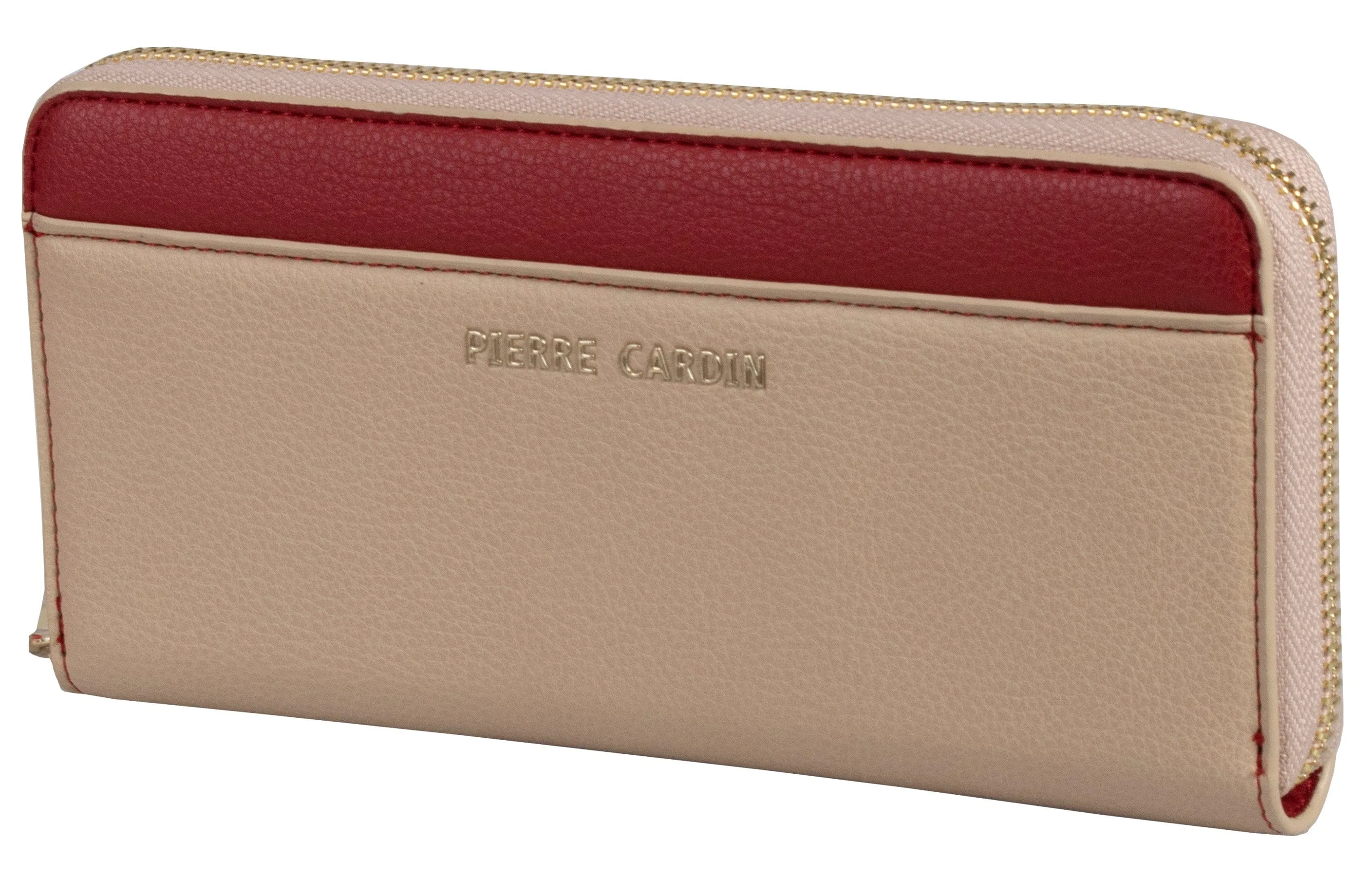 Pierre Cardin Camilla Zip Around Purse Tan Red