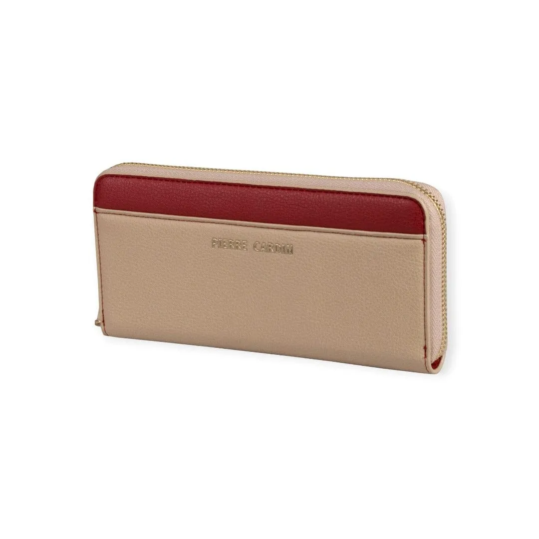 Pierre Cardin Camilla Zip Around Purse Tan Red