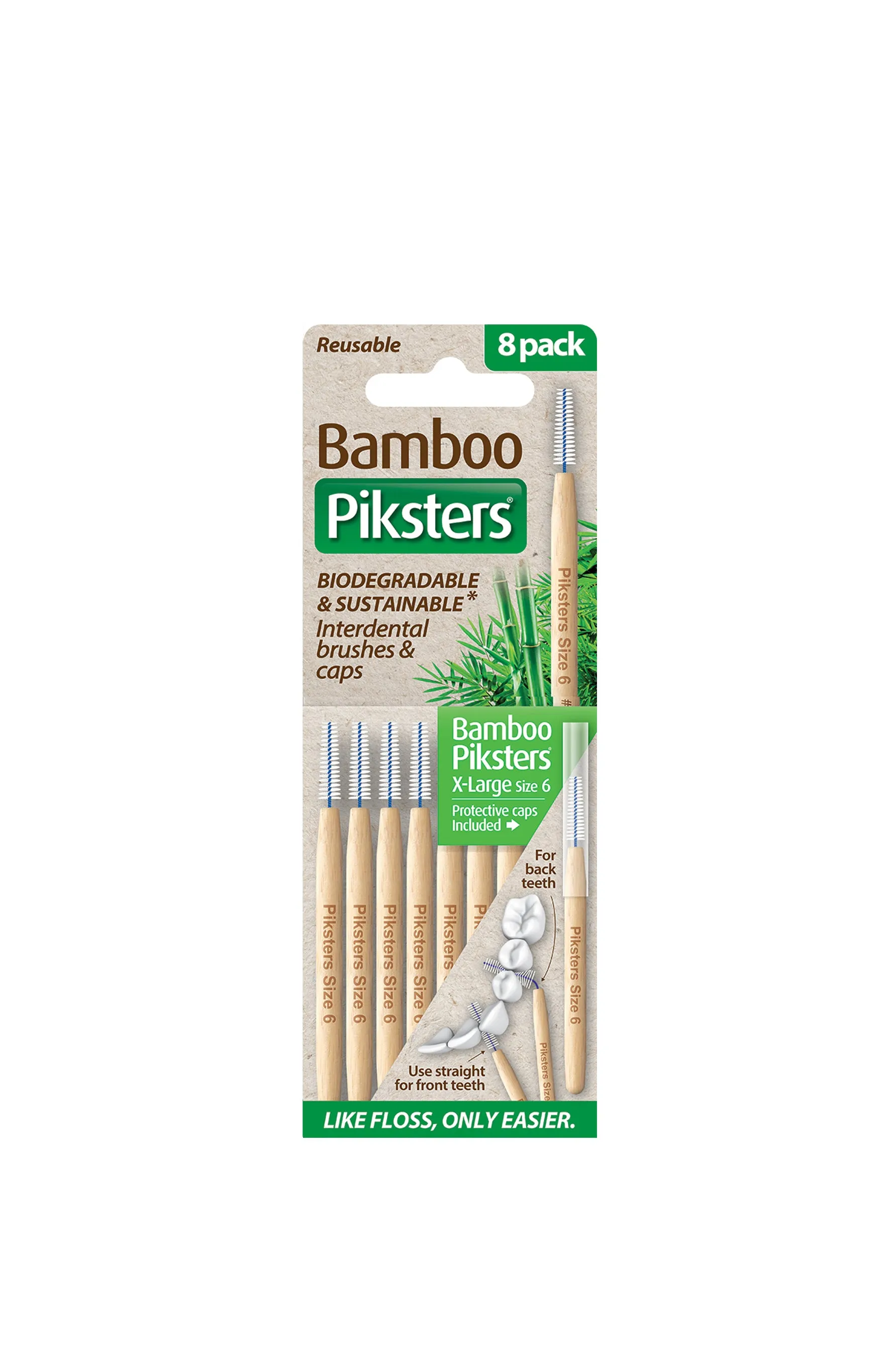 PIKSTERS Bamboo Green Size 6 - 8 Pack