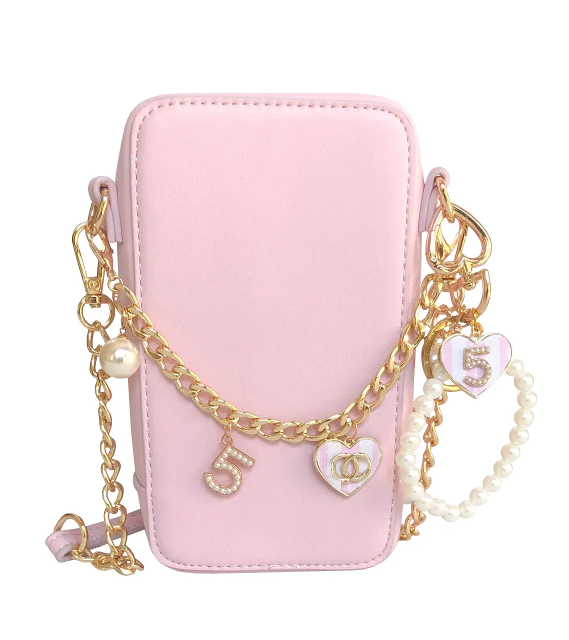 PINK HEART   PEARL KEYCHAIN