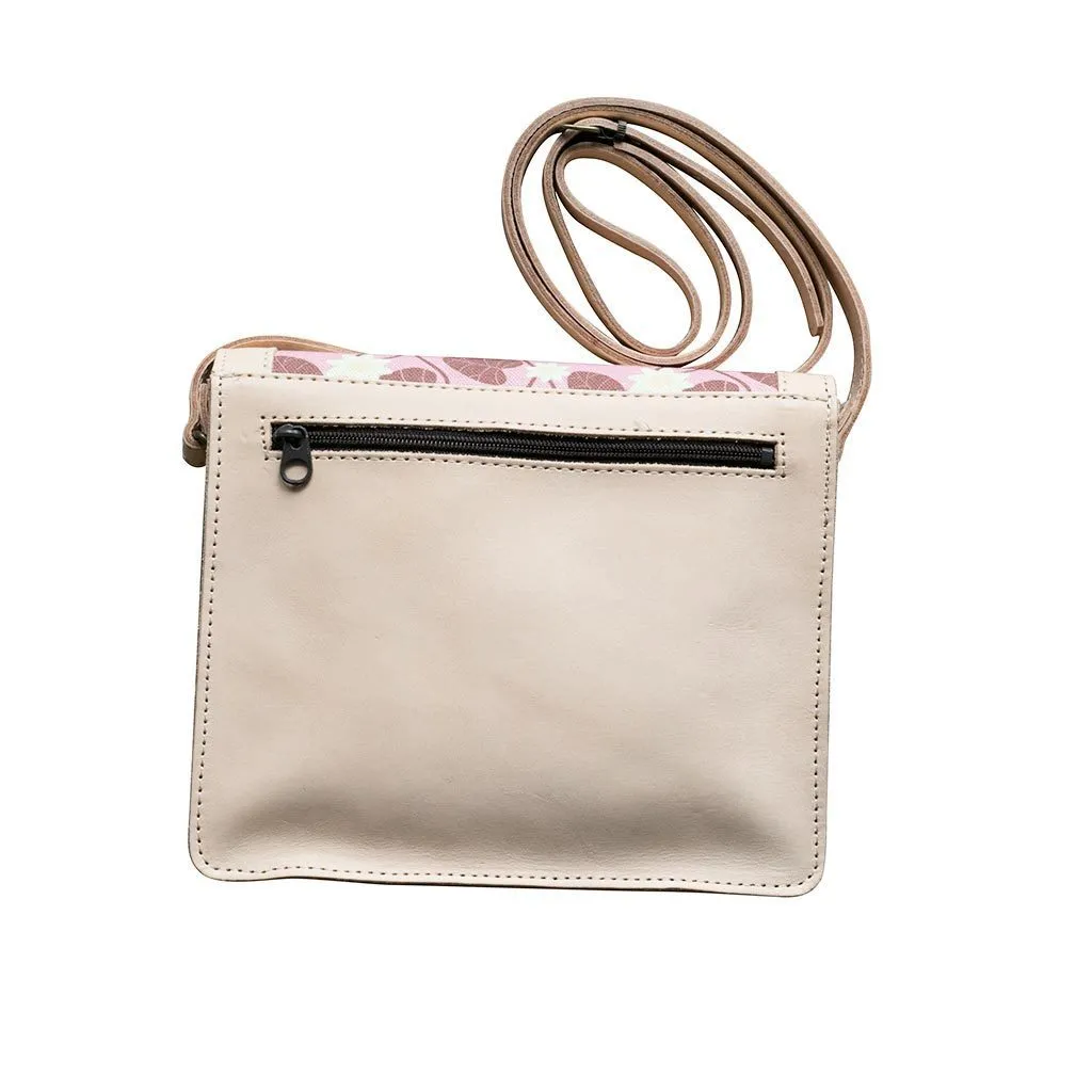 Pink Water Lily Leather Handbag