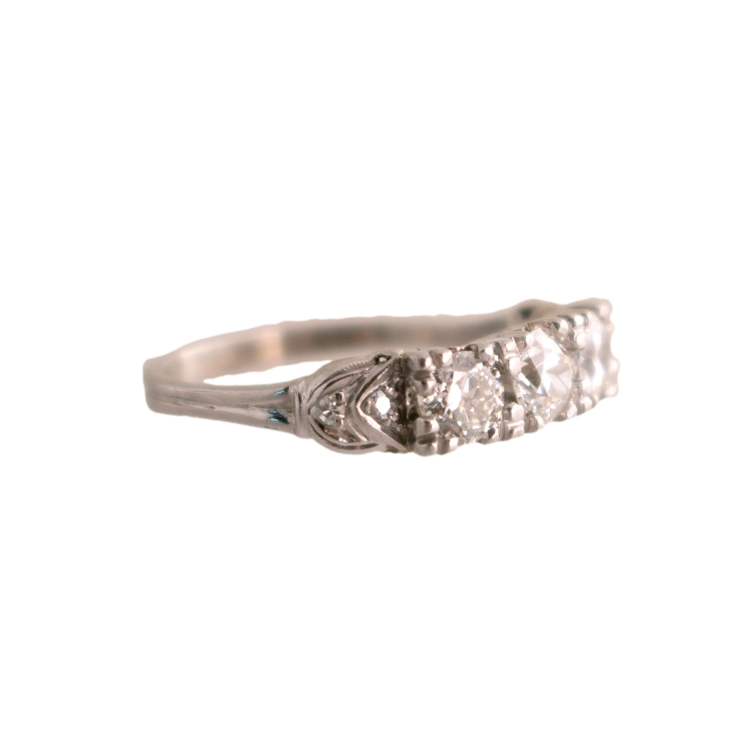 Platinum Three Old European Cut Diamond Band