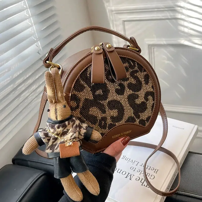 Plush Keychain Round Checkered Handbag
