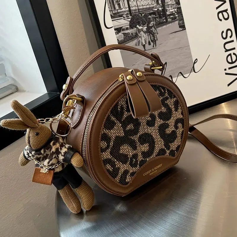 Plush Keychain Round Checkered Handbag