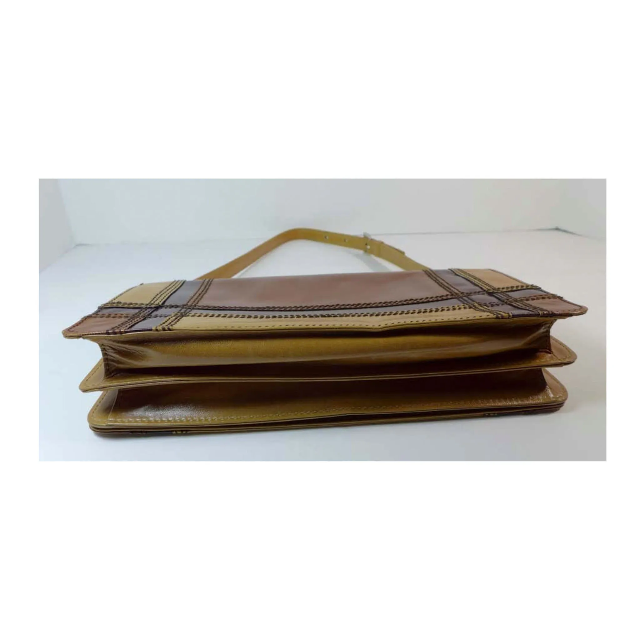 PRADA Brown Leather Stripe Handbag