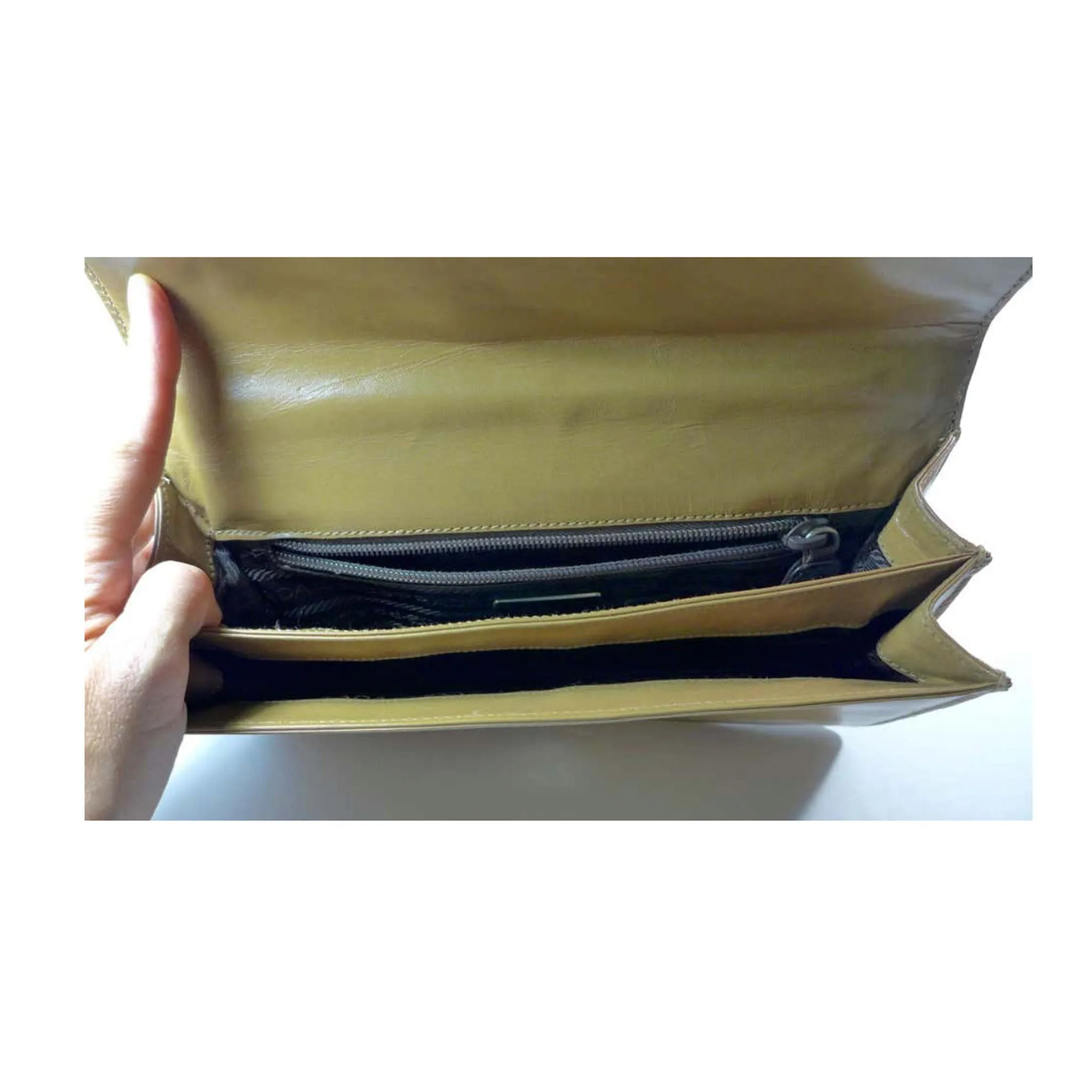 PRADA Brown Leather Stripe Handbag