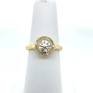 Preloved 0.89ct J VS2 Mined August Vintage Round in Designer Yellow Gold Ring