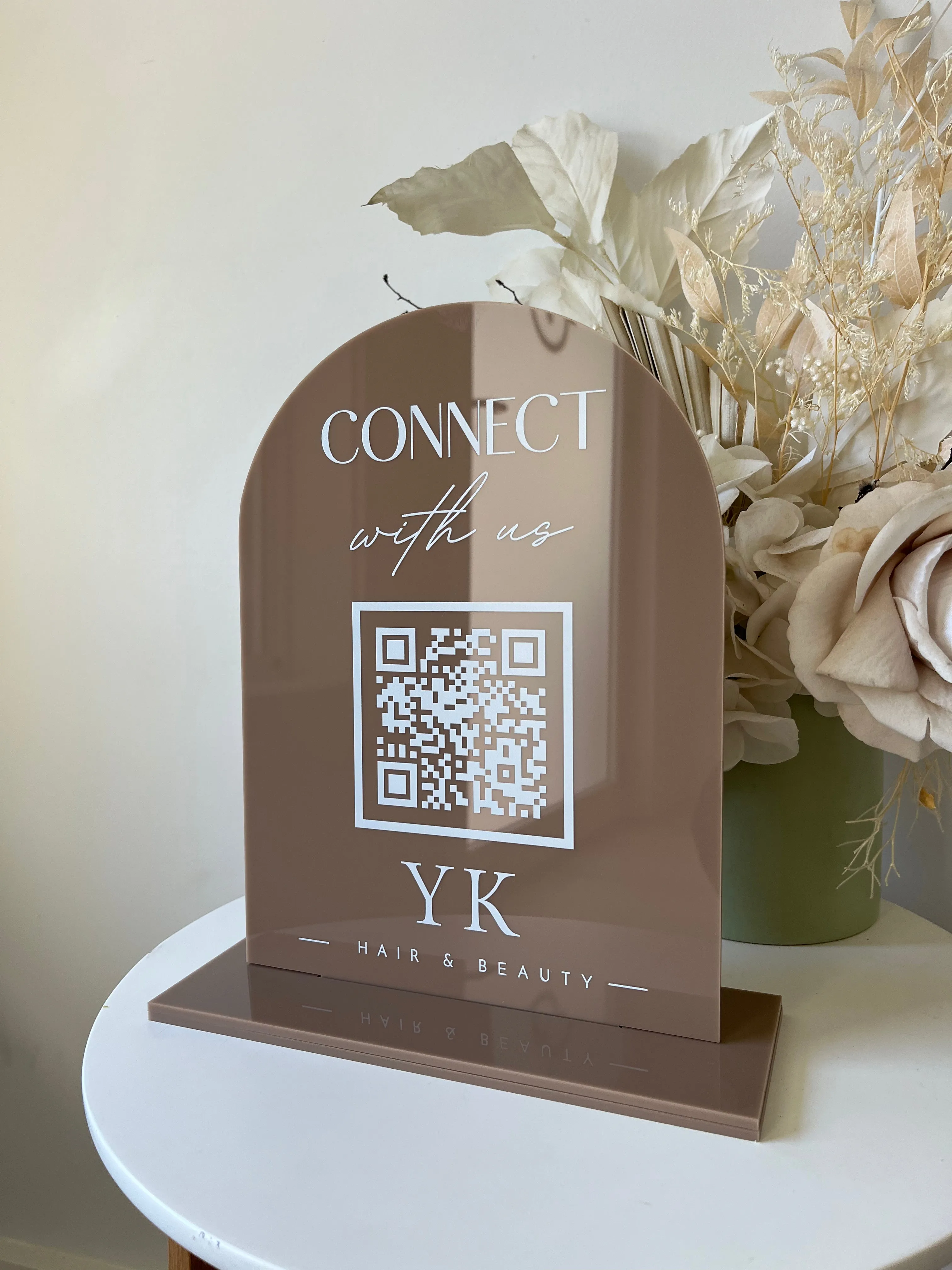 Printed Arch Connect with Us QR Sign   Logo