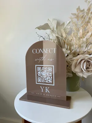Printed Arch Connect with Us QR Sign   Logo