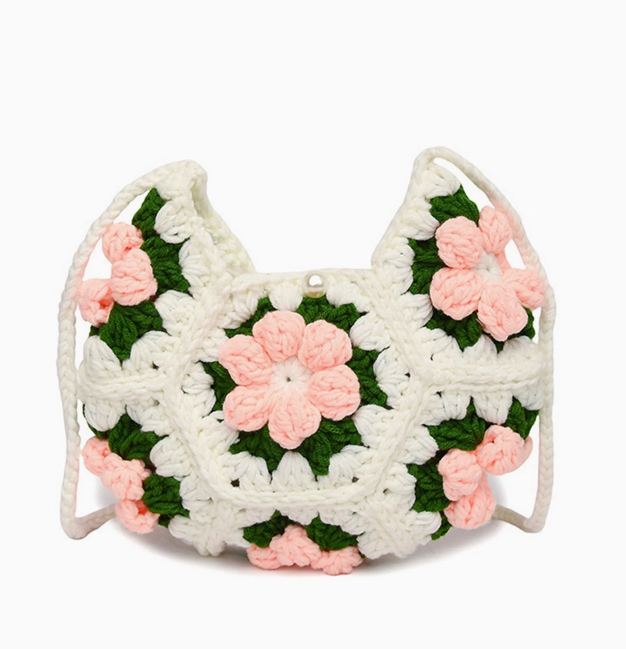 Puff Flower Crocheted Crossbody - Two Colors