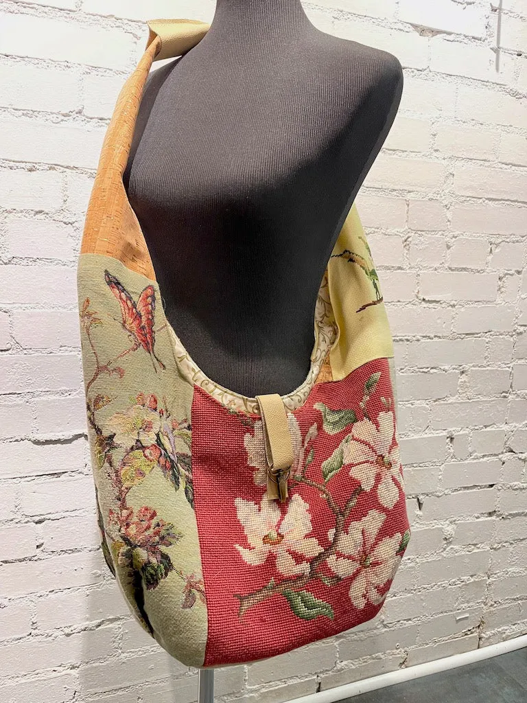 "Dogwood and Butterfly"  Vintage Crossbody Handbag