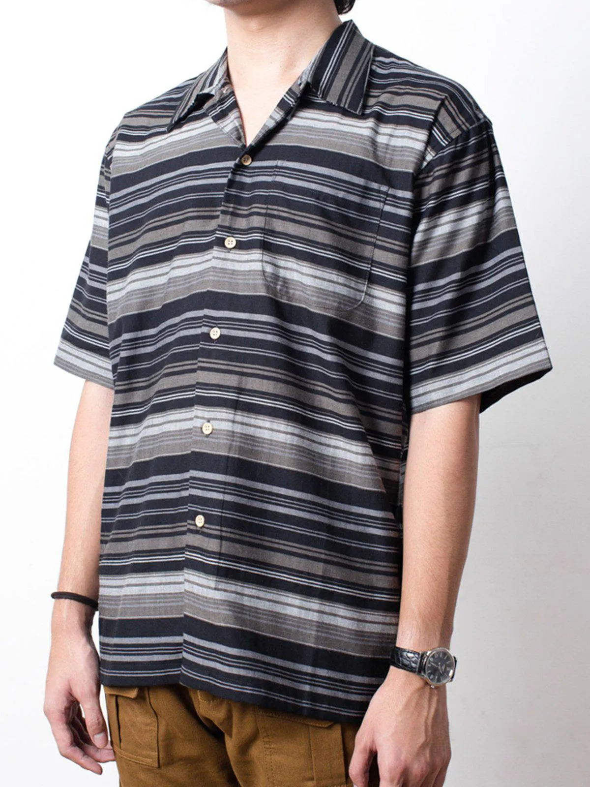 Qutn Weekend Shirt Black Grey Stripe
