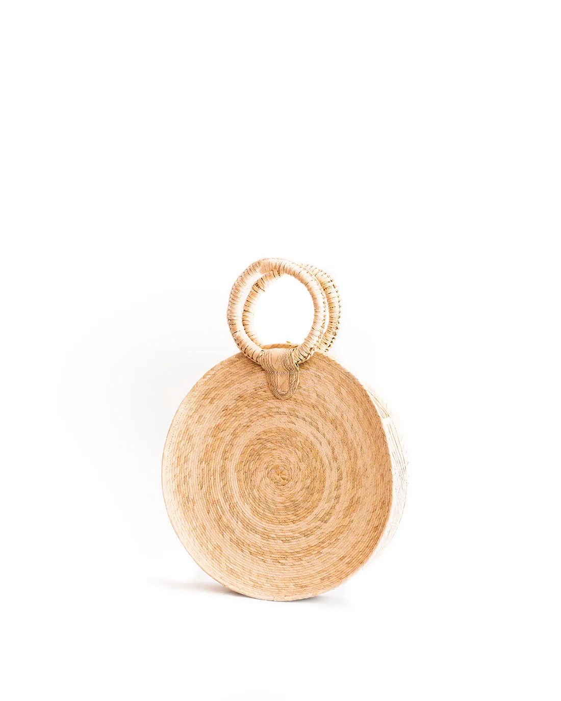 Rattan Circle Straw Bag - blue