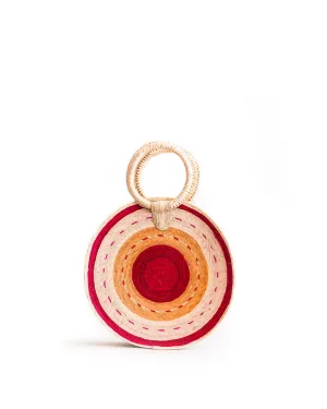 Rattan Circle Straw Bag - pink