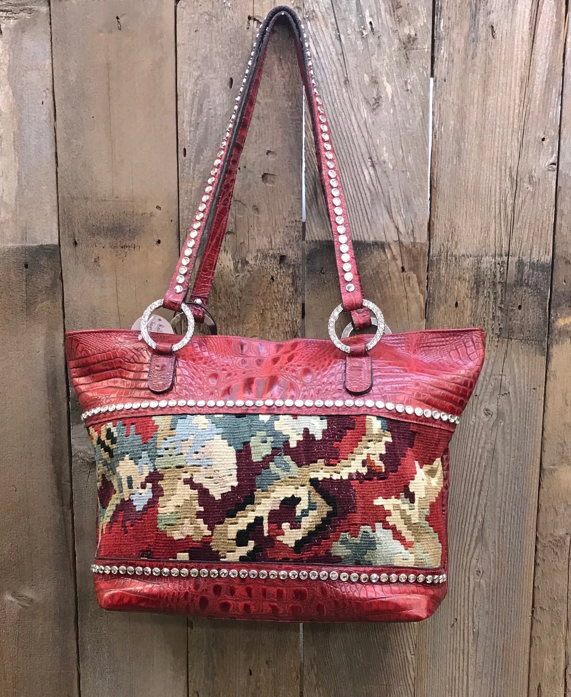 Red Croc With Tapestry