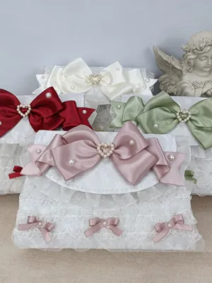 ROCOCO Style Lolita Handbag Cameo Pink PU Leather Chains Ruffles Bow Handbag Lolita Accessories