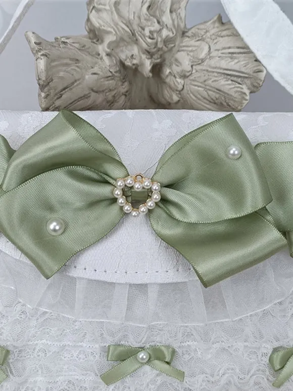 ROCOCO Style Lolita Handbag Cameo Pink PU Leather Chains Ruffles Bow Handbag Lolita Accessories