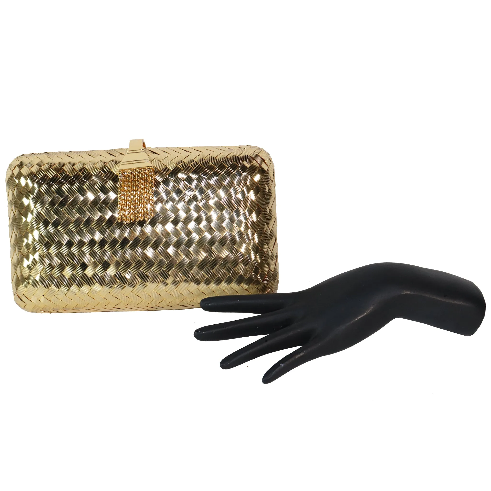 Rodo Golden Minaudière Handbag with Shoulder Chain
