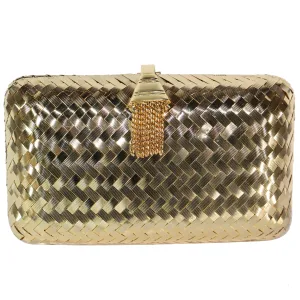 Rodo Golden Minaudière Handbag with Shoulder Chain