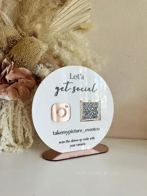 Round Printed Social Instagram Sign Freestanding