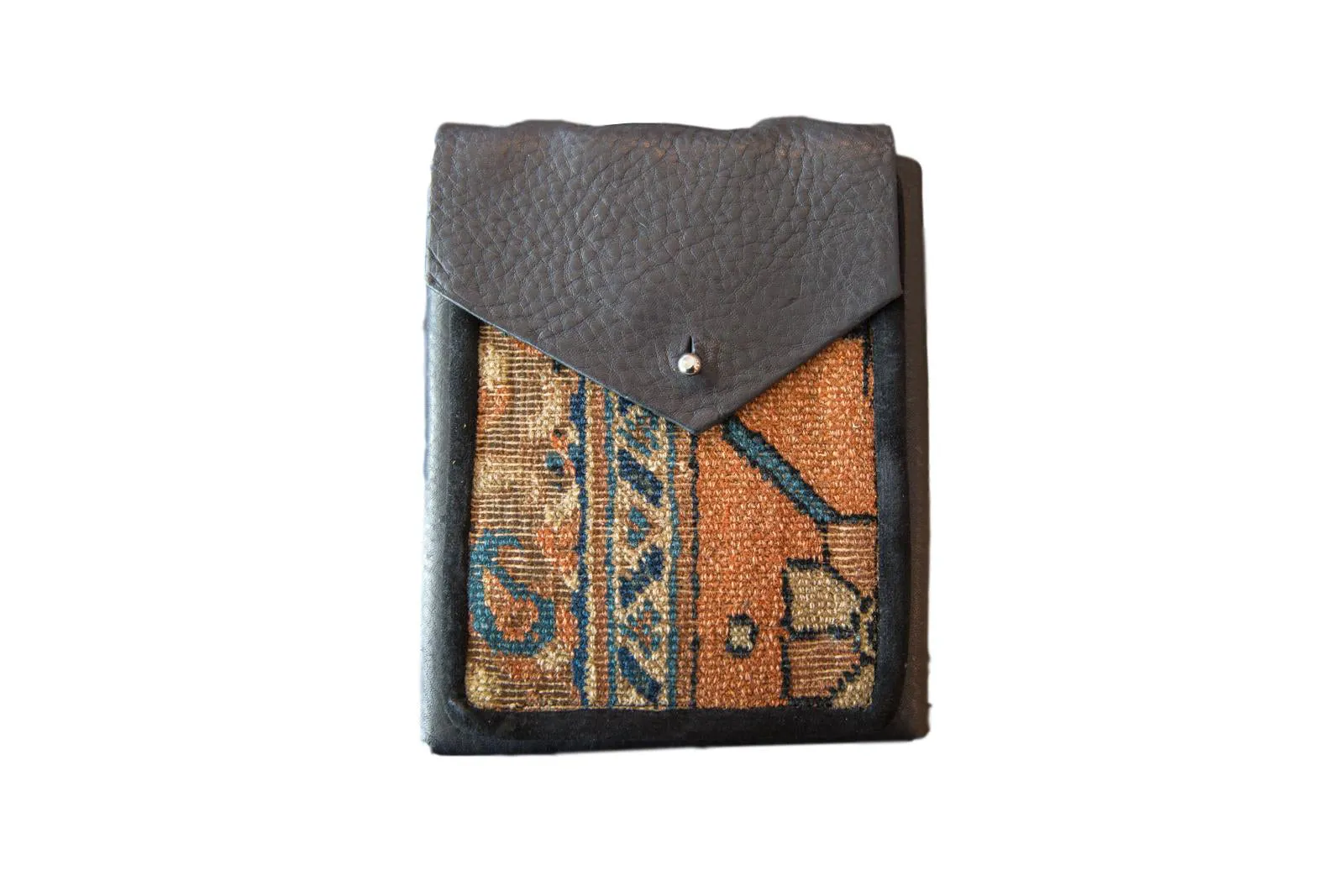 Rug Fragment and Leather Shoulder Bag