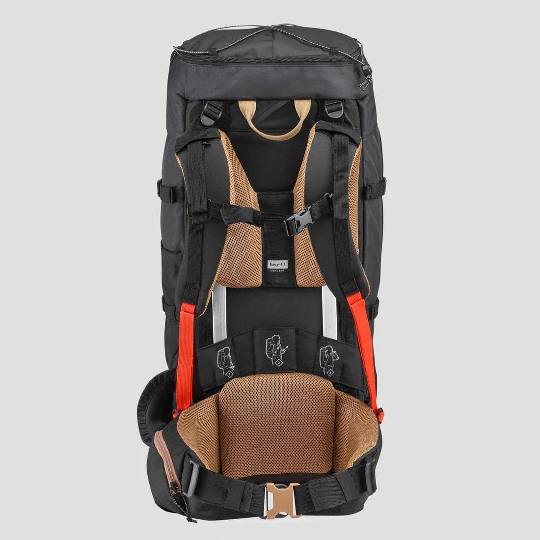 Sac à dos de trekking homme 50 l - mt100 easyfit