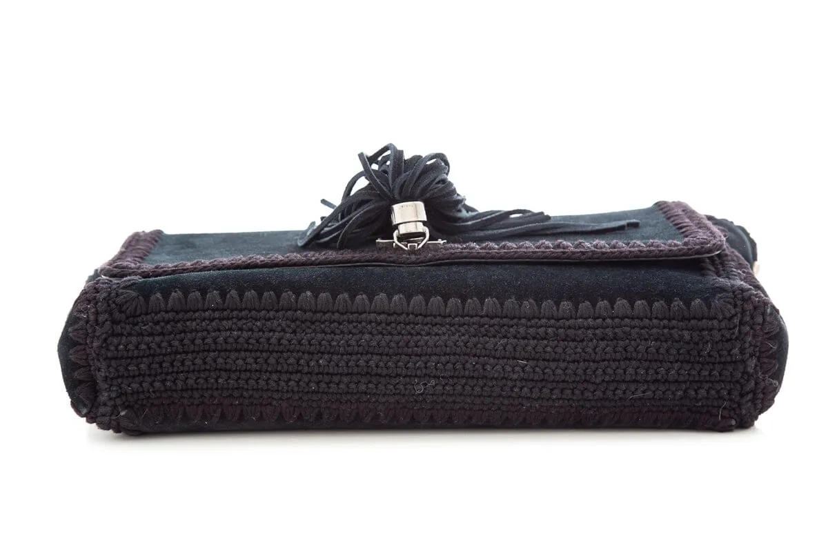 Saint Laurent Black Suede Kate Handbag with Tassel Detail