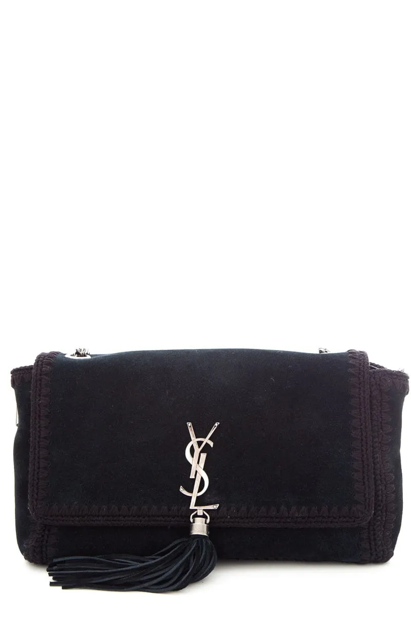 Saint Laurent Black Suede Kate Handbag with Tassel Detail