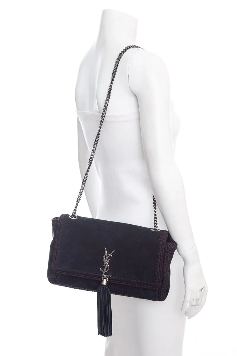 Saint Laurent Black Suede Kate Handbag with Tassel Detail