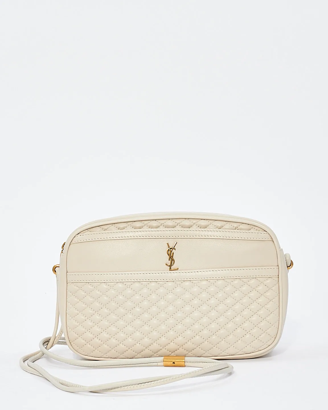 Saint Laurent Cream Leather Victoire Crossbody Handbag