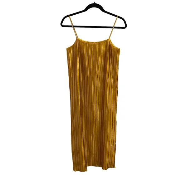 Satin Pleated Midi Length Slip Dress